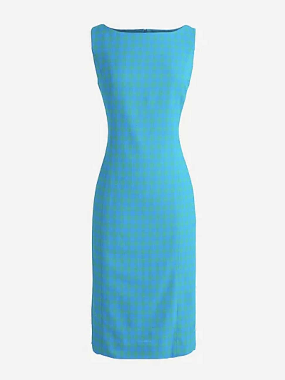 J. Crew Sheath Dress Gingham Blue Green High Neck Womens 0 Nwt Preppy Office